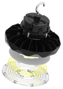 150W Wattage and Color Selectable LED Round High Bay Light-UL/DLC Listed-21000 Lumens-250W MH Equal-3000K/4000K/5000K in White Color