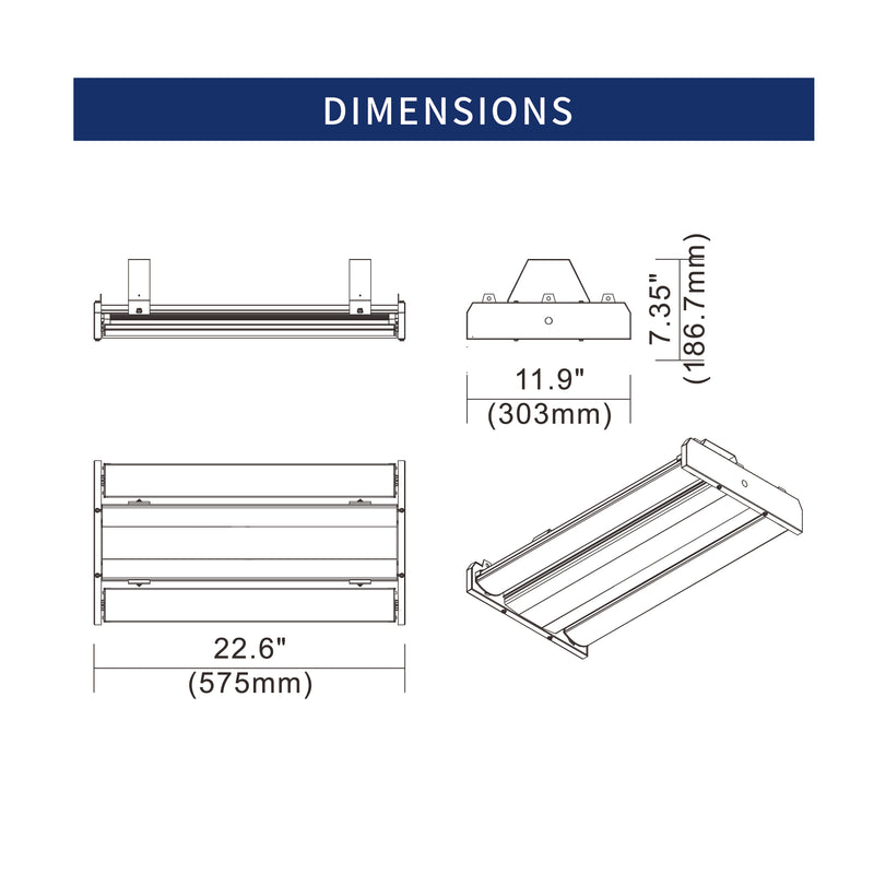 180W LED Linear Highbay Light  -UL/DLC Listed-25000 Lumens -4000/4500/5000K