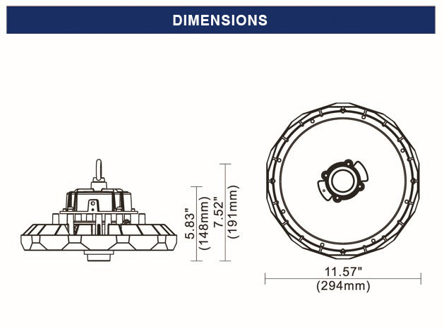 240W Wattage and Color Selectable LED Round High Bay Light -UL/DLC Listed-31675 Lumens-600W MH Equal-3000K/4000K/5000K in White Color