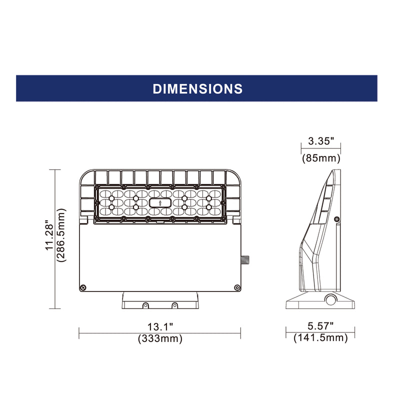 46W LED Full Cut-Off Wall Mount -UL/DLC Listed-6095 Lumens-100W MH Equal-5000K