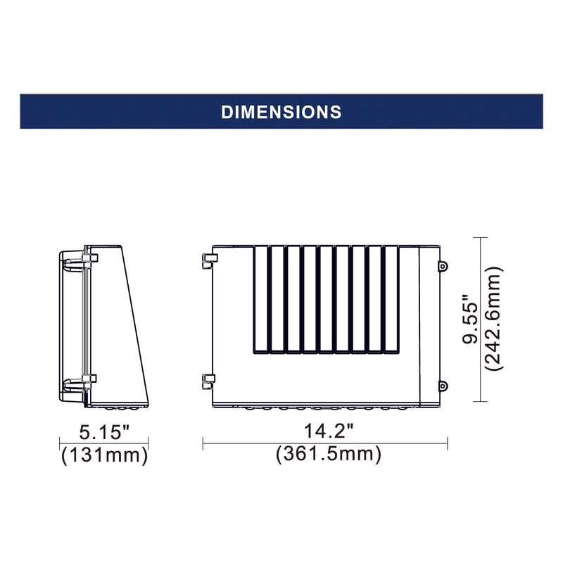 63W LED Full Cut-Off Wallpack -UL/DLC Listed-8559 Lumens-150W MH Equal-4000K