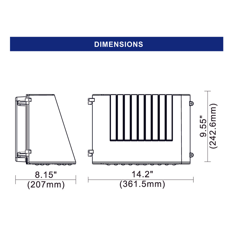 104W LED Full Cut-Off Wallpack -UL/DLC Listed-14127 Lumens-250W MH Equal-5000K