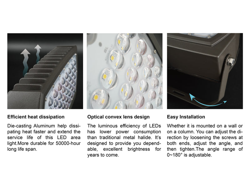 50W LED Flood light - UL/DLC Listed - 6480 Lumens - 100W MH Equal - 3000K or 4000K or 5000K
